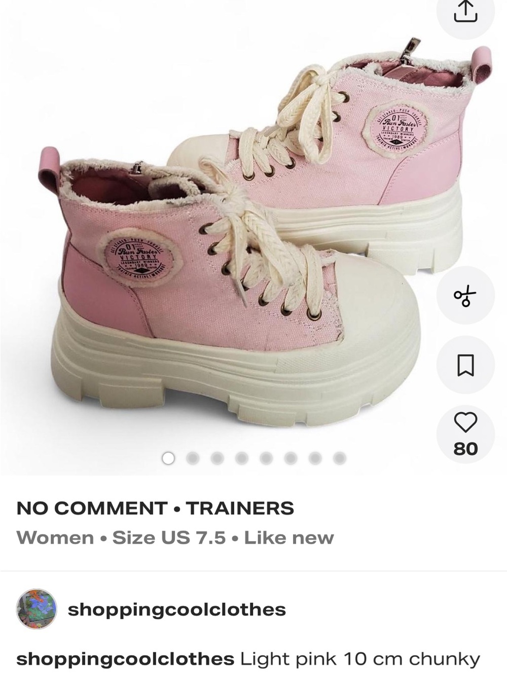 Tory Burch Light Pink Platform Lace-Up Trainers